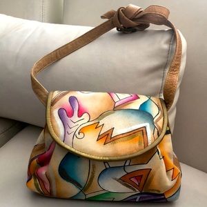 Hand painted leather bag
